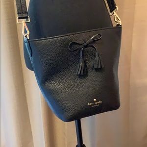 Kate Spade Bow Black Pebble Leather Bucket Bag